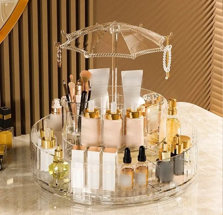 Rotating Umbrella Style Cosmetics Makeup Organizer