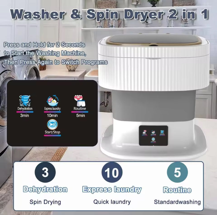 11 Litres Portable Foldable Washing Machine with Dryer & Drainage System