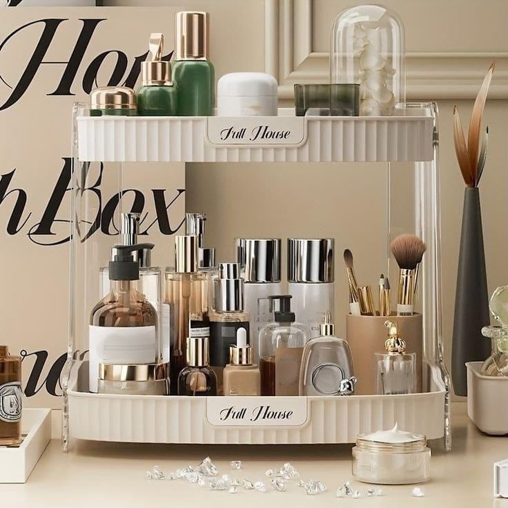 Double Layer Cosmetics Makeup Storage Rack Organizer