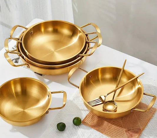 Gold Steel Ramen Bowls for Ramen Noodles / Serving Bowls
