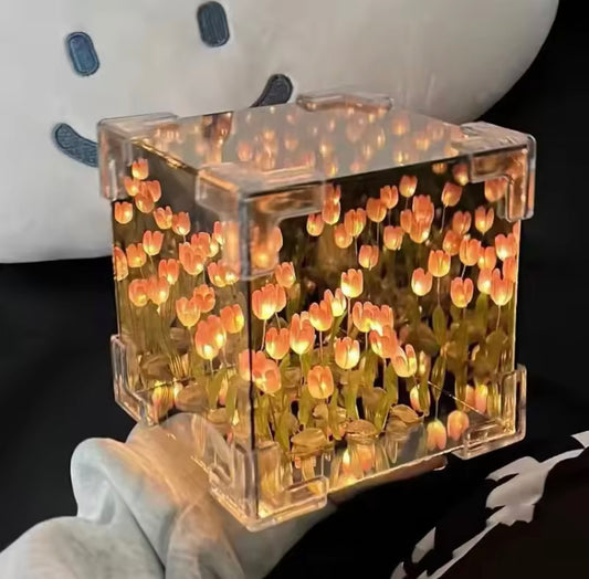 DIY Tulip Mirror Cube Simulation Lamp