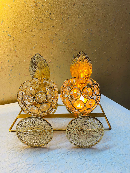 Metal Crystal Car Candle Holder