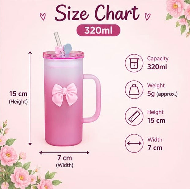 320ml Double Shaded Bow Coffee Glass with Straw