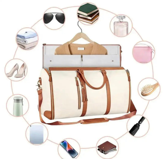 New Foldable Travel Convenient Carry on Clothing Bag Large Capacity PU Leather Duffel Bag