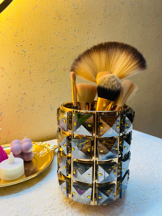 Crystal Metal Black Cosmetics Brushes Holder