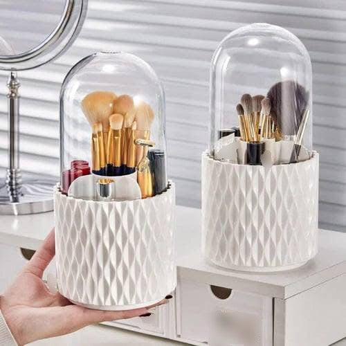 Dustproof Rotating Makeup Brushes Holder with Lid