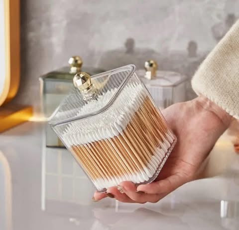 2 Pcs Acrylic Cotton Buds Multipurpose Organizer