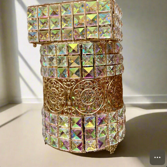 Crystal Metal Dustbin & Tissue Box Set