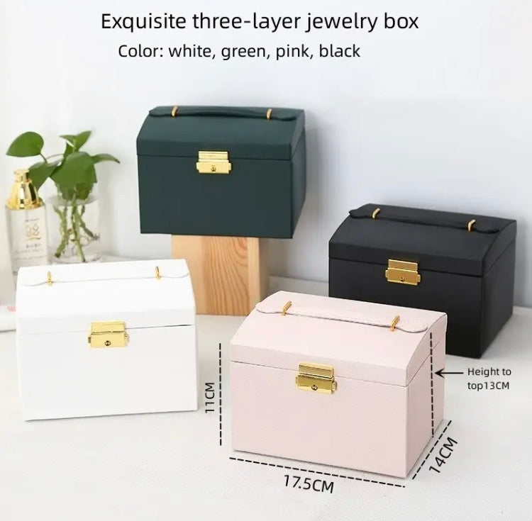 Three Layer Leather Jewellery Organizer with Lock System