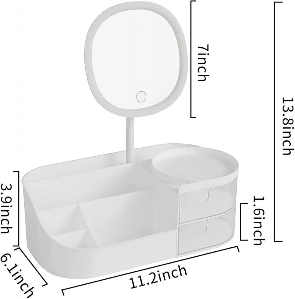 Makeup Cosmetics Storage Box with Mirror & 3 Modes of Light