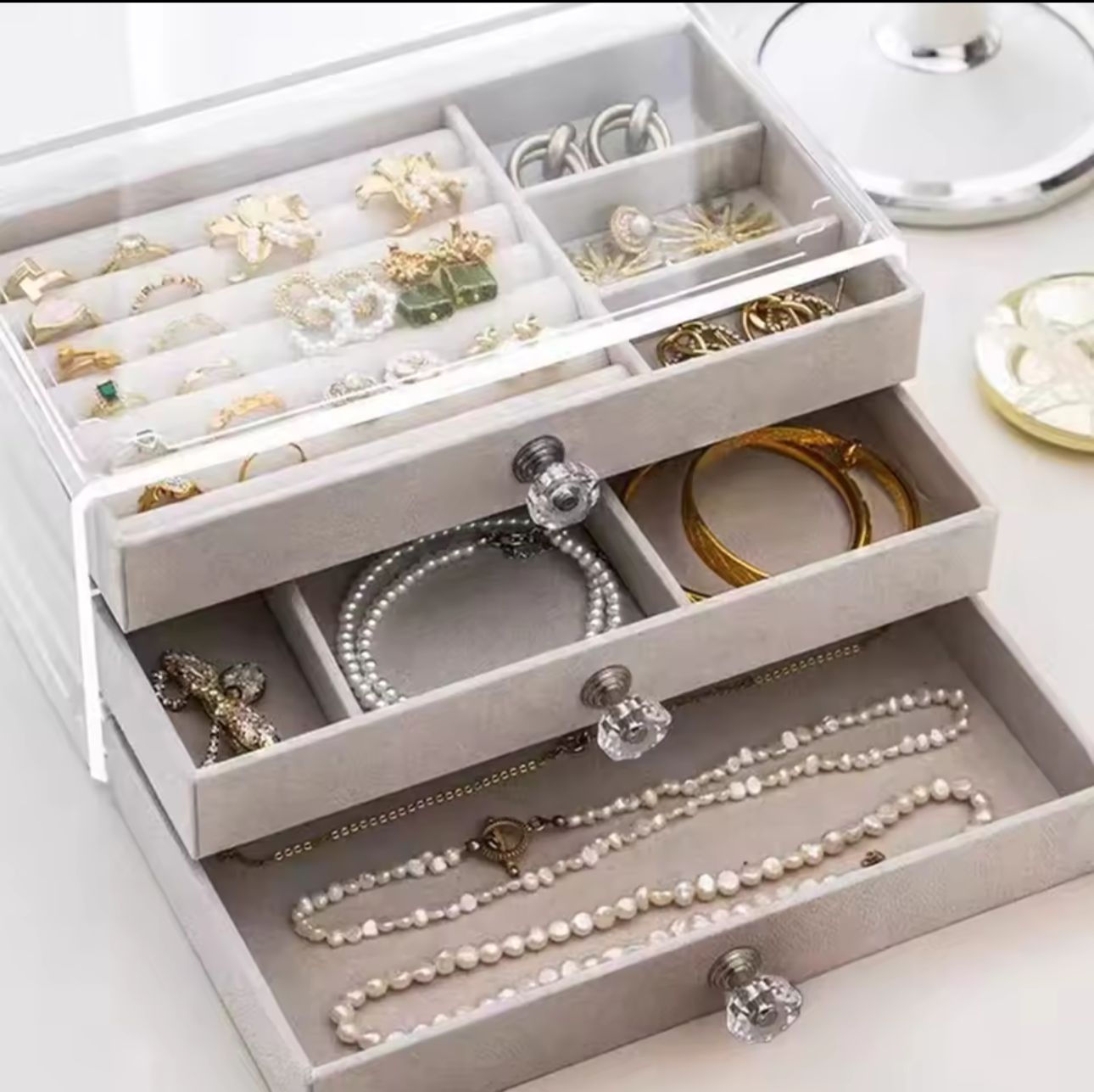 3 Layer Dustproof Jewellery Organizer