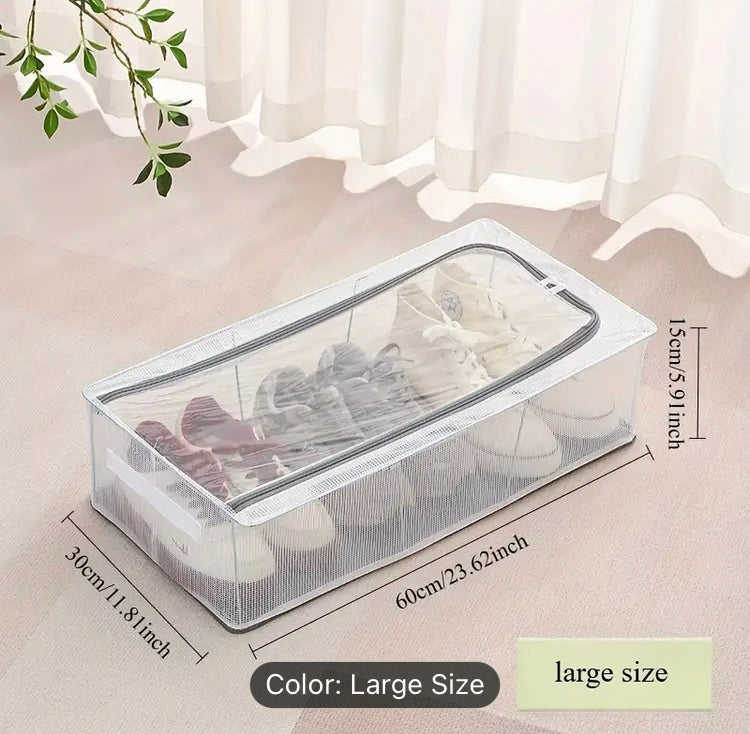 1 Pc Double Sided Transparent Rectangular Dustproof Under Bed Shoes Organizer
