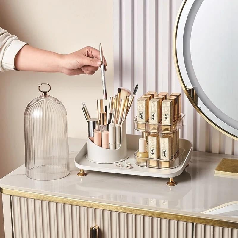 Rotating Cosmetics Brush & Lipstick Organizer