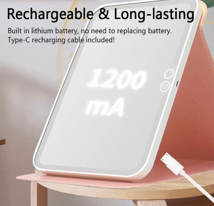 LED foldable makeup mirror Portable USB Rechargeable 3 Light Modes