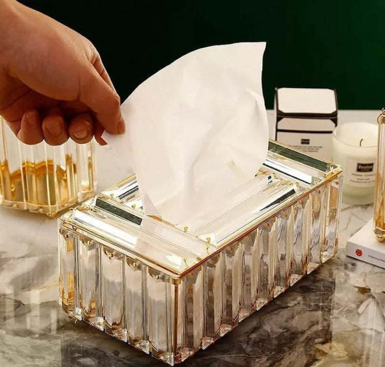 Metal Crystal Glass Tissue Box