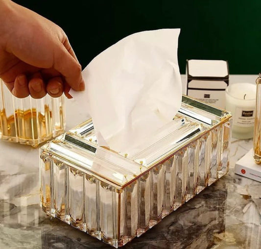 Metal Crystal Glass Tissue Box