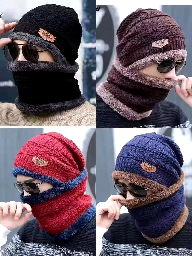 Winter Beanie Cap for Men & Women Thick Wool Knitted Set