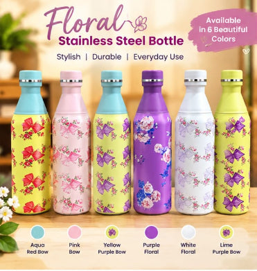 Floral 600ml Stainless Steel Insulated Bottle
