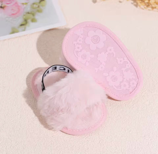 Pink Fur Slippers for Baby Girl