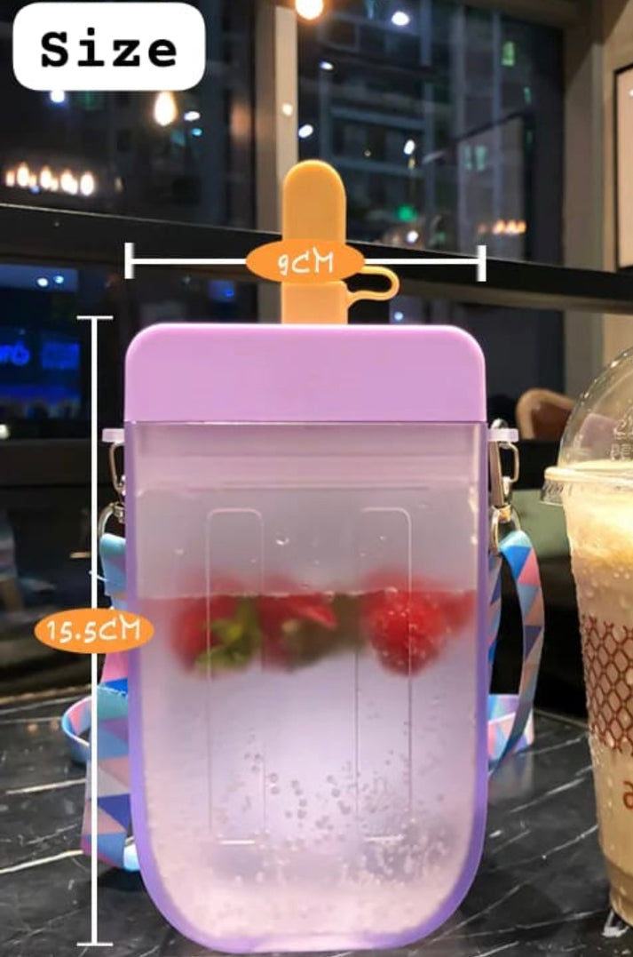 300ml Popsicle Shape Water Bottle with Straw