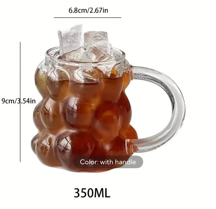 450ml Bubble Textured Coffee Glass with Handle