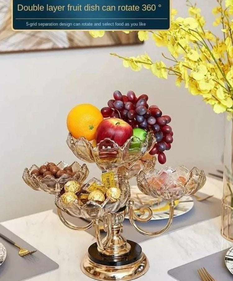 Luxury Style Double Layer Rotating Fruits Stand
