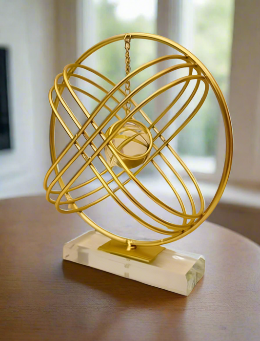 Metal crystal ball decoration. Living room, entrance, office, desktop arts and crafts decoration