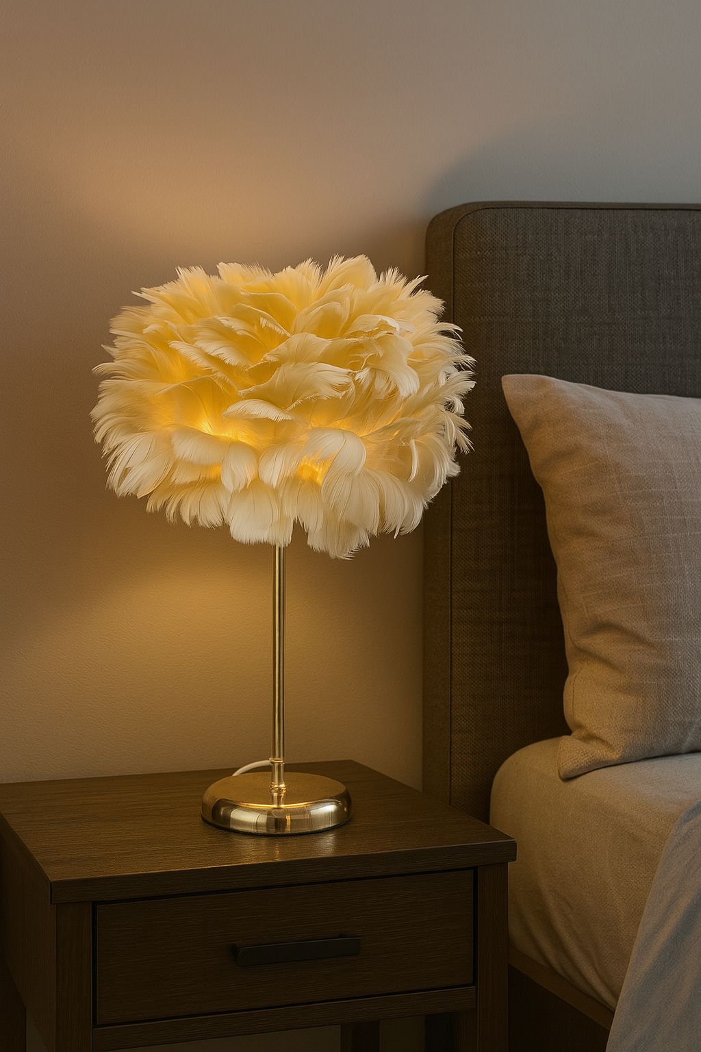 Feather Lamp with Metal Base (Electric Operated)