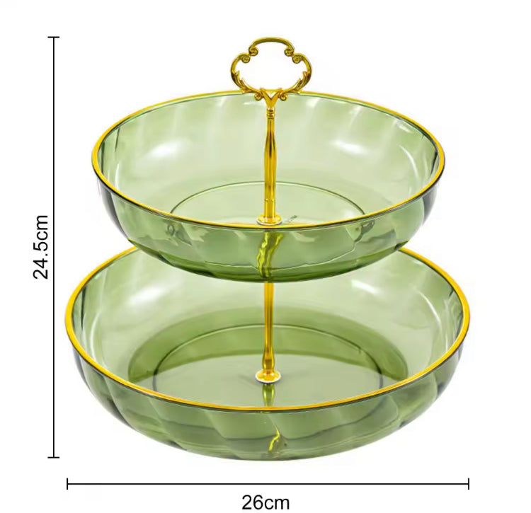 Double Layer Acrylic Cake Snacks Multipurpose Stand with Handle
