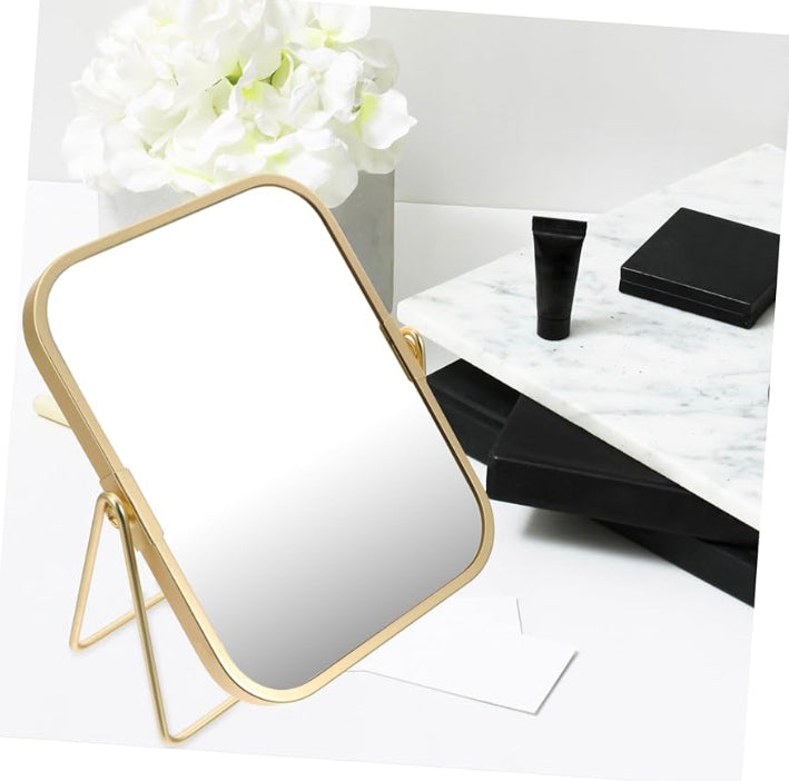360 Swivel Gold Nordiac Style Dual Sided Vanity Makeup Mirror with Metal Stand