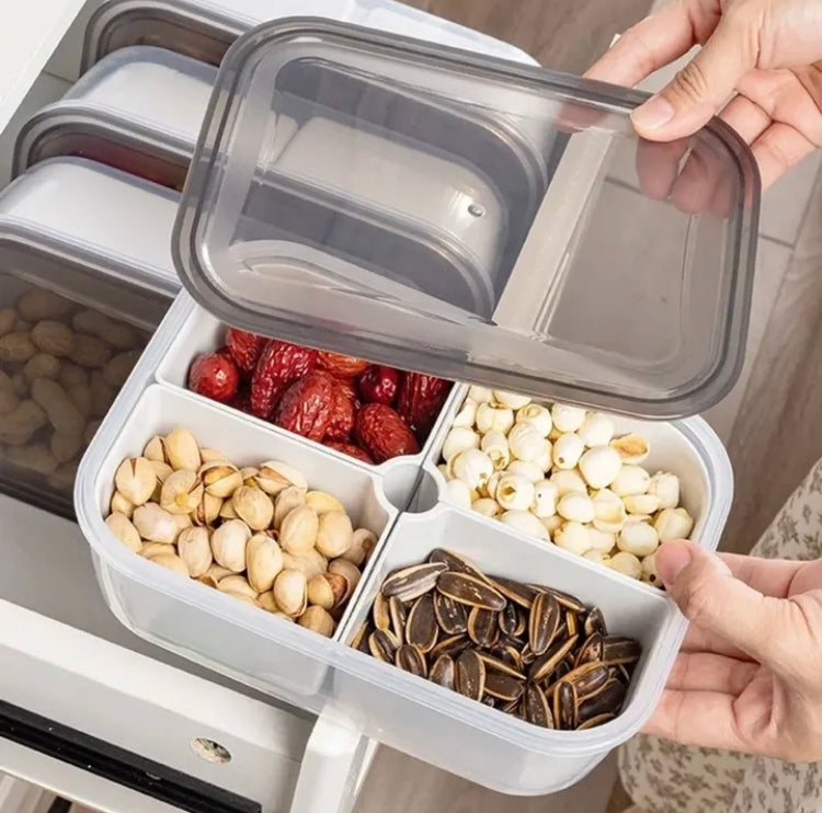 Four Partition Food Preservation Box with Lid