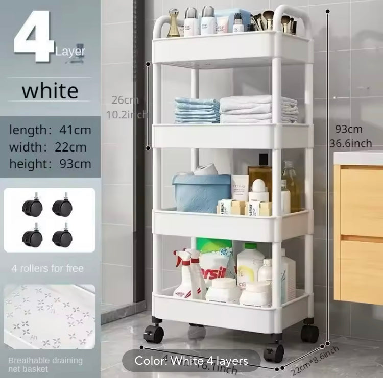 Four Layers Multifunctional Trolley with Wheels