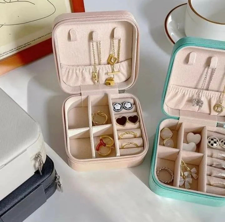 Mini Portable Leather Jewellery Box Organizer