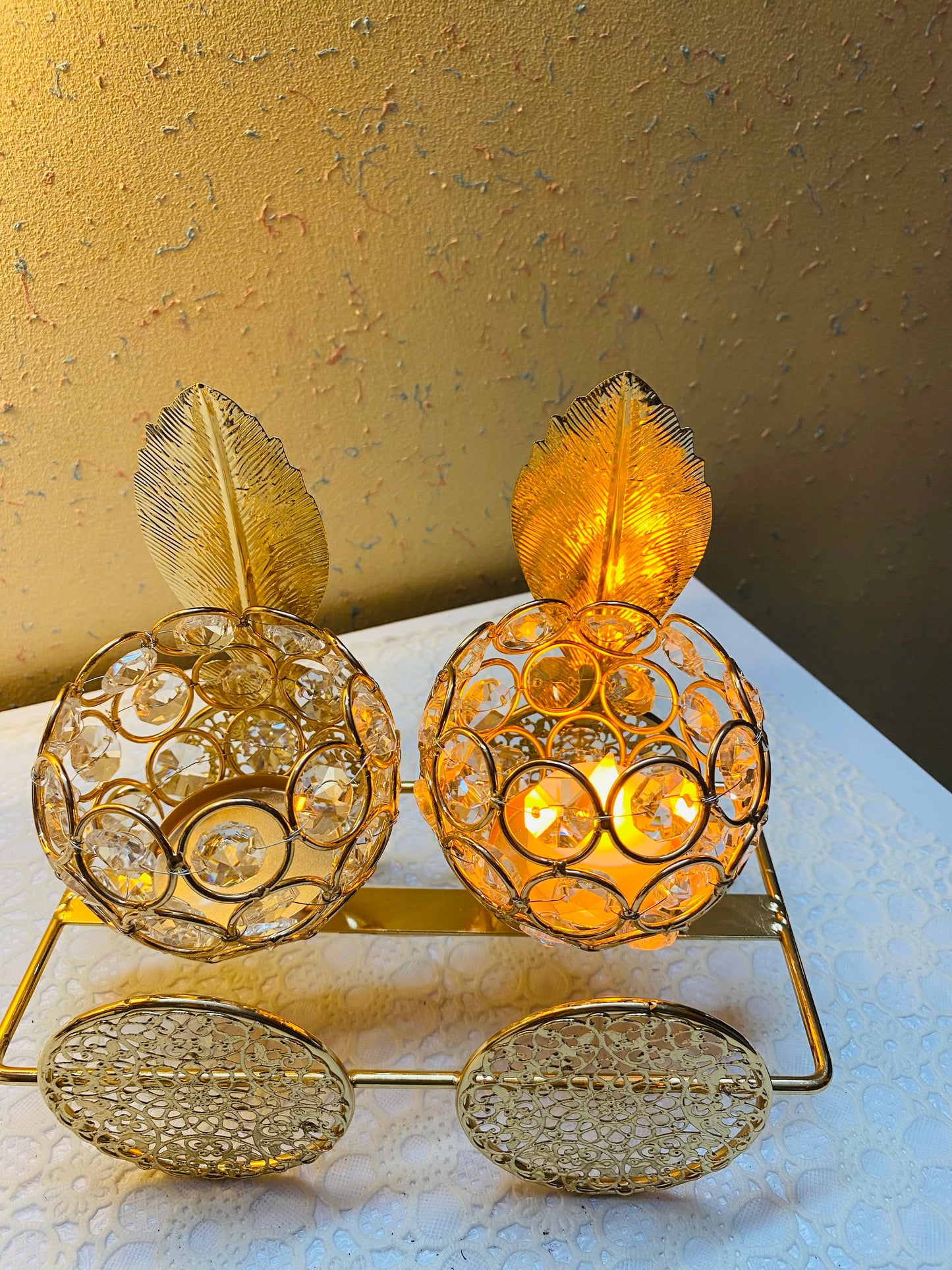 Metal Crystal Car Candle Holder
