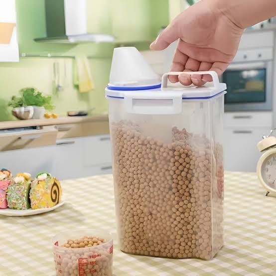 2.5L Cereal Dispenser with Measuring Cup and Handle Storage Box