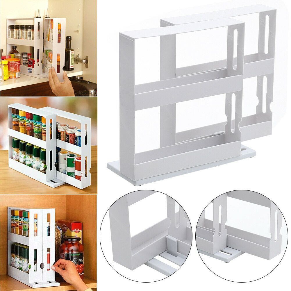 Multi-Function 2 Tier Rotate Storage Rack Seasoning Rack
