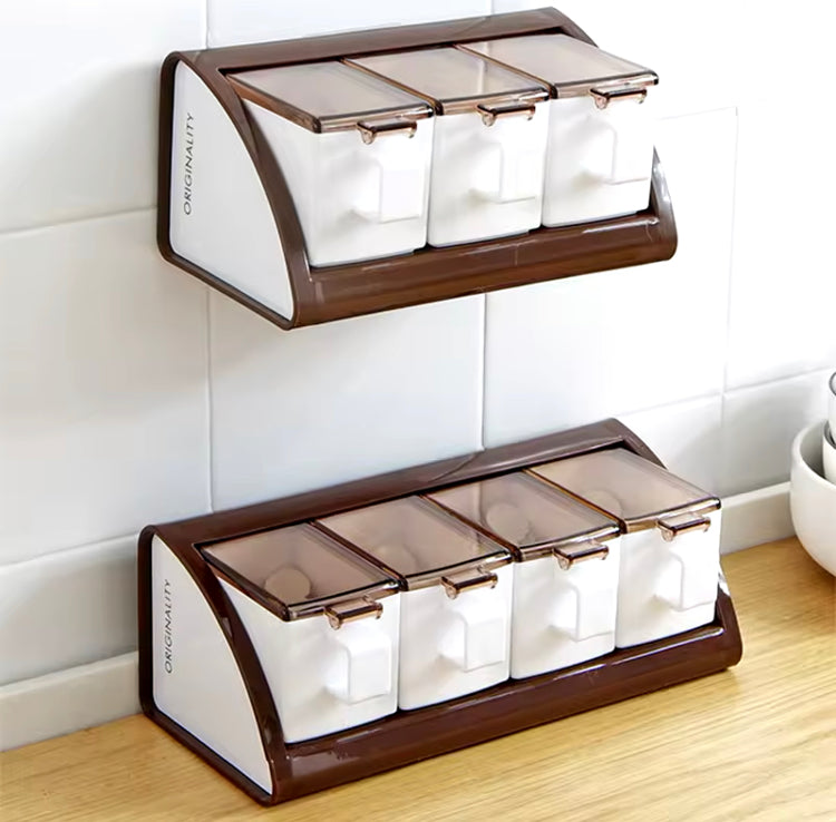 Wall Mounted Four Grids Seasoning Box
