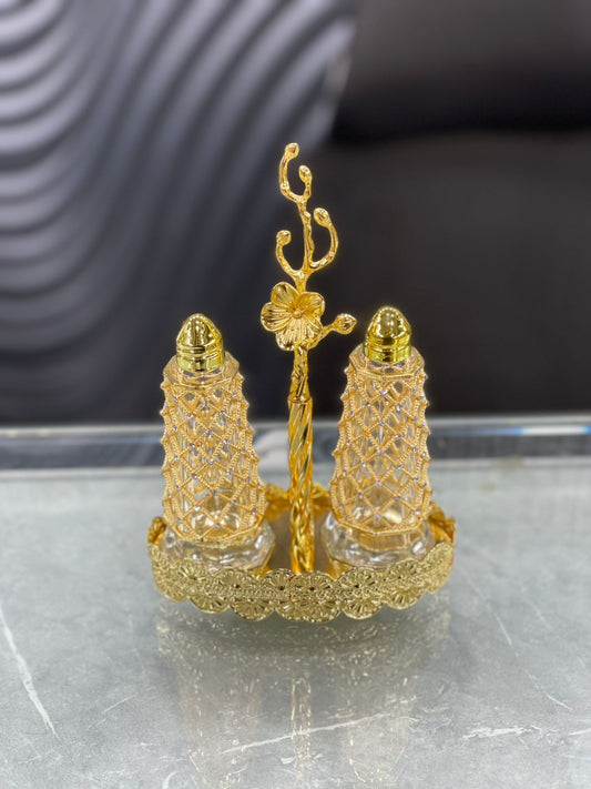 2 Pcs/Set of Golden Salt & Pepper with Stand