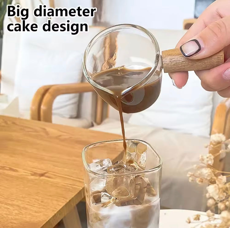 400ml Square Coffee Glass with Wooden Lid and Glass Straw