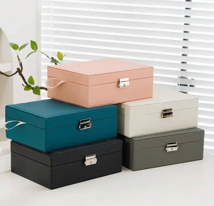 Double Layer Large Capacity Leather Jewellery Organizer