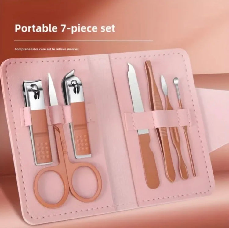 Portable Nail Kit with Leather Pouch