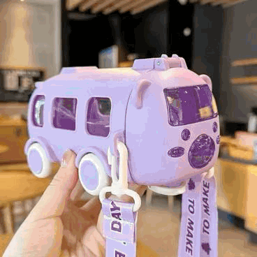 500ml Cute Bus Water Bottle for Kids with Strap