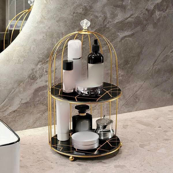Double Layer Marble Cage makeup Cosmetics Organizer