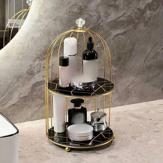 Double Layer Marble Cage makeup Cosmetics Organizer