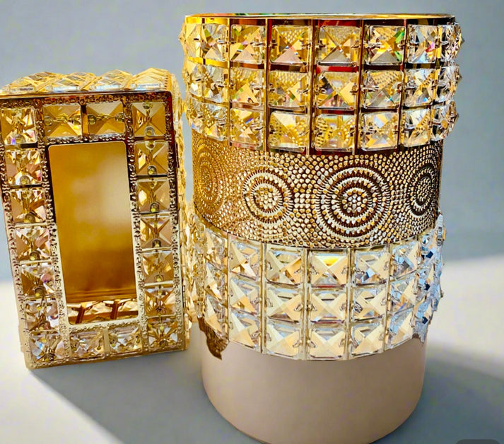 Metal Crystal Tissue Box set