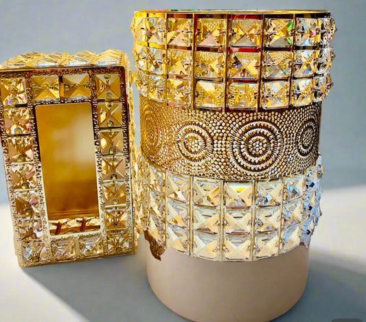 Metal Crystal Tissue Box set