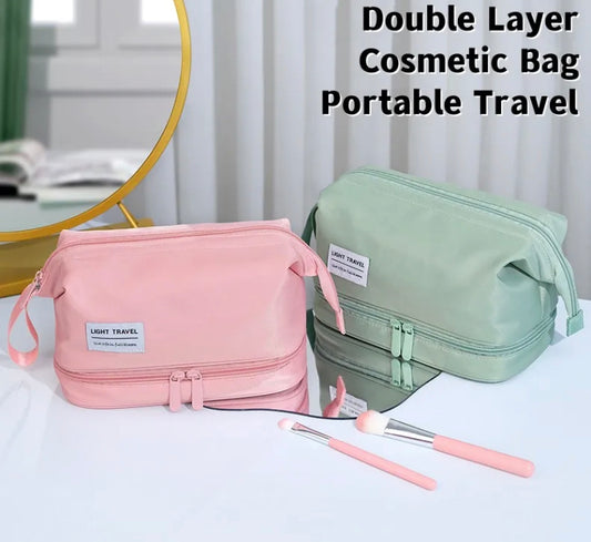 Large Capacity Double Layer Cosmetics Makeup Bag