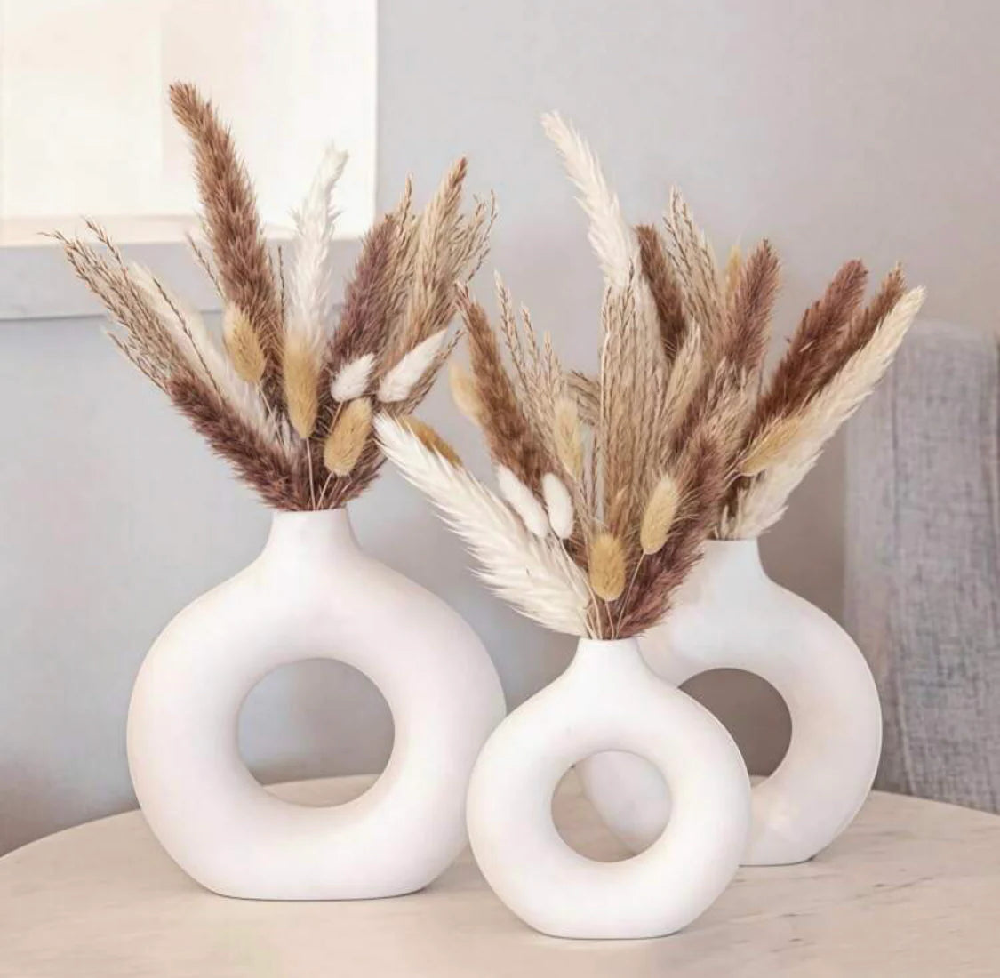 White Donut Flower Vase for Home Decoration