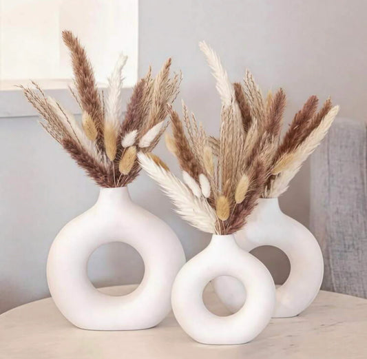 White Donut Flower Vase for Home Decoration