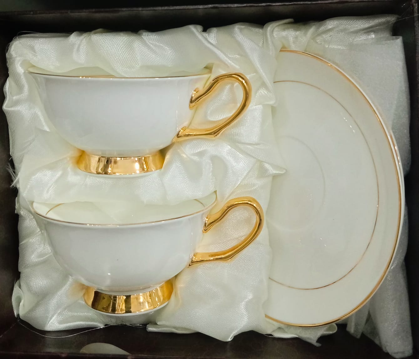 Cermaic Cups Set with Saucers and Box Packaging
